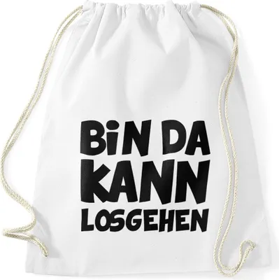 Produktbild von Lustiger Turnbeutel mit Spruch Bin da kann losgehen Moonworks® weiß unisize