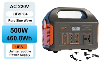 Obrázek produktu pro Přenosná powerbanka, solární nabíjení, LED osvětlení, 500W, 460,8Wh