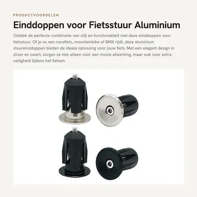 Productafbeelding van Veiligheidskappen voor fietsen - 2 stuks - aluminium - 3,4 x 2,4 cm - geschikt voor racefiets/mountainbike