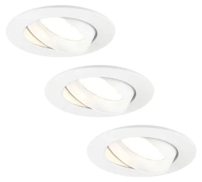 Produktbild von Ledvion 3er Set LED Einbaustrahler Rund Weiss 3W dimmbar Warmweiss