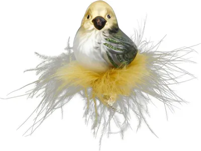 Produktbild von Christbaumschmuck Glas Vogel mit Federschwanz auf Clip 7cm Grünfink
