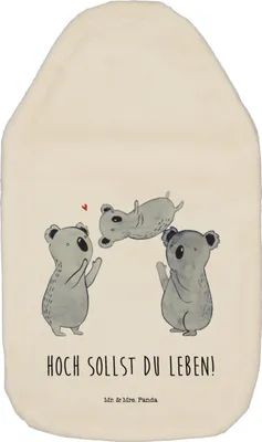 Produktbild von Mr. & Mrs. Panda Wärmflasche Koalas Feiern - Weiß - Geschenk, Bettflasche, Party, Happy Birthday, Wärmekissen, Wärmflaschen, wärmebeutel, Geburtstag, Flauschige