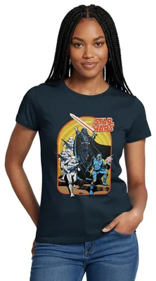 Produktbild von Star Wars Retro Darth Vader Und Stormtrooper Frauen T-Shirt, XL, Navy
