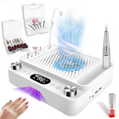 Produktbild von 3-in-1 Maniküregerät mit Nagelfräser,Staubabsaugung und UV/LED-Lampe Maniküregerät für Nagelstudio und Zuhause,80W Absaugung,Waschbarer Filter,<35dB