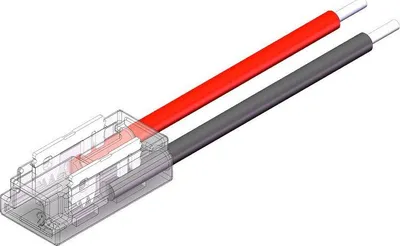Produktbild von LED Strip-zu-Kabel Schnellverbinder – 2-polig, lötfrei, für 5 mm COB LED-Streifen mit 15 cm Anschlusskabel