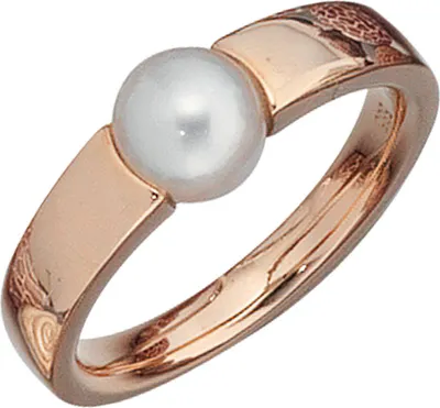 Produktbild von Ring Damenring mit Süßwasser-Perle & 585 Rotgold Gold Fingerschmuck Goldring Innenumfang 54mm  Ø17.2mm