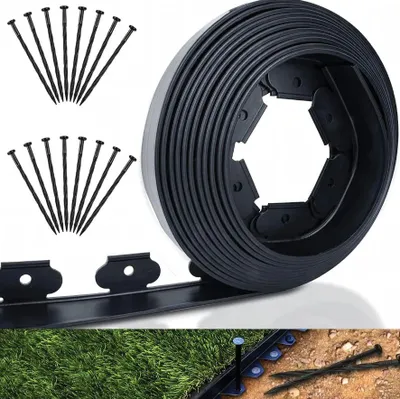 Produktbild von Rasenkanten-Set 50x50x20m 60 Heringe Schwarz