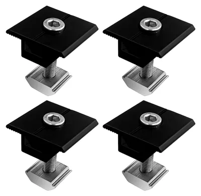 Produktbild von 4 Stück Mittelklemmen 30 mm Schwarz, Halterung für Solarmodule, T-förmige Aluminiumlegierung Mittelklemmen, Klemmen für gerahmte Photovoltaik-Panels