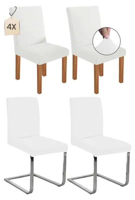 Produktbild von Abnehmbare, waschbare Stretch-Sitzbezüge für Esszimmerstühle (4 Stück, Weiß)