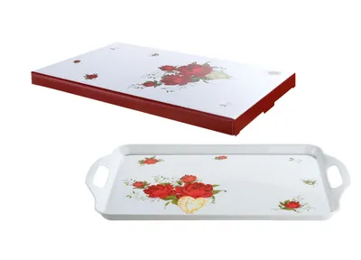 Produktbild von GILDE Tablett aus Melamin im Rosendesign, 37,5x23 cm