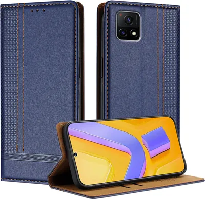Produktbild von Handyhülle für Vivo Y52S 5G Leder Flip Klappbare Schutzhülle mit Standfunktion Blau