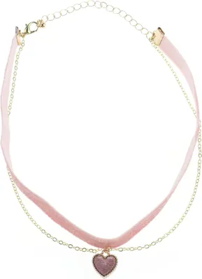 Produktbild von 1 Stück Schmuck Choker Halskette, Choker Halsband Klassische Samt Herz Halskette, Geschichtet Verstellbare Halsband Damen Schmuck, Gothic Choker Kette (Rosa)