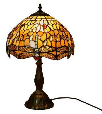 Produktbild von Echtglas Tiffany-Stil Tischleuchte Charlotte Lampe Nachttischleuchte Höhe 46cm