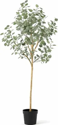 Immagine prodotto di Pianta artificiale di eucalipto 180 cm – Grande albero di eucalipto decorativo – Pianta da interno che non richiede cure, ideale per soggiorno, ufficio e reception