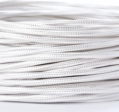 Produktbild von Textilkabel Lampenkabel YML 3-adrig, (3x 0,75mm) Elektrisches Kabel Textil ummantelt mit Erdleiter für Leuchten Lampen, Weiß, 1m