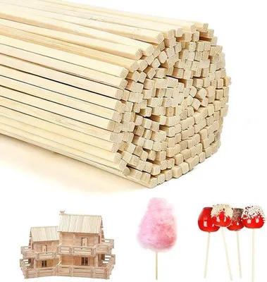 Produktbild von Bambus- DIY-Knüpfstäbchen 30 cm x 4 mm - vierkante Stäbchen - Holzstäbchen - Basteln für Bastelprojekte - Holzarbeit