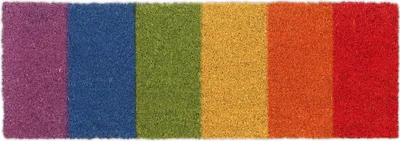 Image de Tapis d'entrée Relaxdays en fibre de coco, arc-en-ciel, 75 x 25 cm, résistant aux intempéries et antidérapant, pour l'intérieur et l'extérieur, coloré