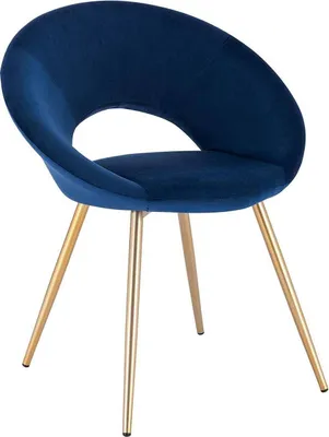 Produktbild von Happyment Esszimmerstuhl Luxe Samt – Blau – Mit Armlehnen – Goldene Metallbeine – Konferenzleiter – Deluxe – Zithöhe 47cm – Wohnzimmerstuhl – Küchenstuhl – Einzelstuhl – 1 Stück