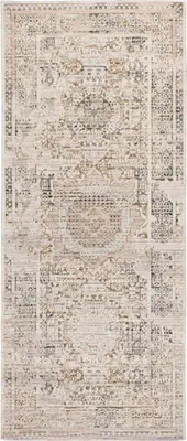 Produktbild von Teppichläufer 80x200 - Beige - Wolle und Baumwolle - Kurzflor - Küchenläufer - Teppich - Vintage-Stil - 800 g/m²