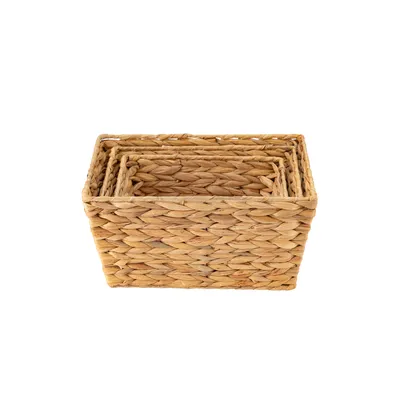 Produktbild von ECHTWERK 3er-Set Aufbewahrungskörbe aus Wasserhyazinthe, Rechteckig, Naturfarben, Flechtkörbe in S/M/L