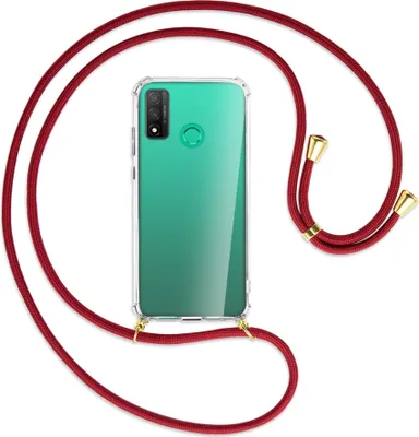 Produktbild von Handykette Backcover-Schutzhülle mit Band (Metall goldfarben) für Huawei P Smart 2020 - dunkelrot