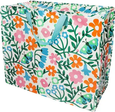 Produktbild von LS-LebenStil XXL Jumbo Bag Esme - bunte Blumen 55cm faltbar Kunstsoff Einkaufstasche Unterbettkommode Aufbewahrungstasche Kleidung Bettdecken Kissen