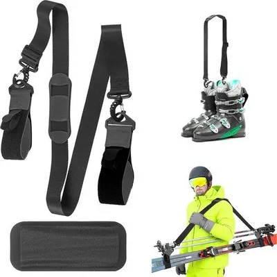 Produktbild von Anpassbares Skigürtel und Skistockhalter - Tragriemen für Skier und Snowboardausrüstung