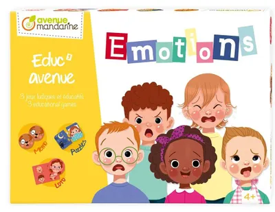 Produktbild von Clairefontaine Lernset Emotionen, 3 Spiele: Memory (8 Paare), 10x 2-teilige Puzzles, Spielplättchen 10x10 cm