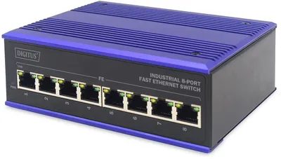 Produktbild von DIGITUS 8 Port Fast Ethernet Netzwerk Switch, Industrial, Unmanaged, 1 RJ45 Uplink