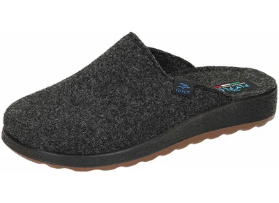 Produktbild von Fly Flot Herren Hausschuh Pantoffel Wollfilz Schlupfschuh, Größe:44 EU, Farbe:Schwarz