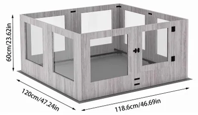 Image de Parc pour chiots en verre de sécurité - Cage pour chiens d'intérieur - 8 panneaux - Pour chiens de taille moyenne - Cage de mise bas et parc de jeu - Avec tapis de mise bas étanche - Taille standard