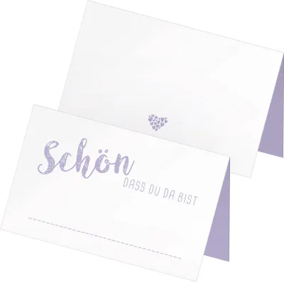 Produktbild von itenga 24 x Tischkarten "Schön dass du da bist" lilac flieder lila