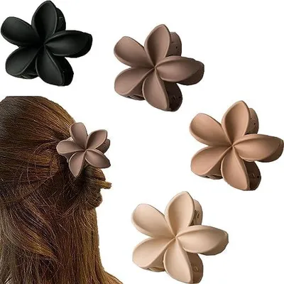 Produktbild von 4 Blumen-Haarklammern aus Acryl, matte Blumen-Haarspangen zum Fixieren von Pony und Pferdeschwanz sowie zum Schmücken der Haare