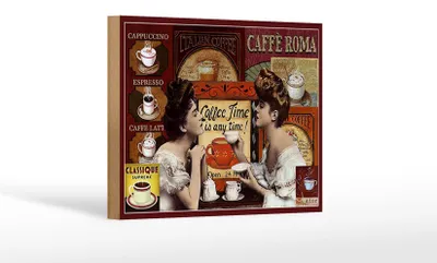 Produktbild von Holzschild Kaffee 18x12cm Coffee Roma time is any time
