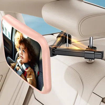 Produktbild von Rücksitzspiegel Baby Auto 360° drehbar bruchsicher Haken Clip Rosa