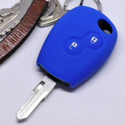 Produktbild von Auto Schlüssel Silikon Schutz Hülle Blau kompatibel mit Dacia Dokker Sandero Duster Lodgy Logan Renault Clio Twingo 2 Tasten Funk Fernbedienung