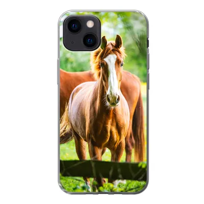 Produktbild von MuchoWow® Handyhülle Schutzhülle Hülle für iPhone 13 mini Pferde - Licht - Wiese Silikon Softcase Handy Hülle - Softcase