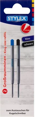 Produktbild von Stylex 30500, Schwarz, Blau, Metall, 1 mm, Kugelschreiber, 2 Stück(e), Sichtverpackung