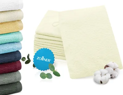 Produktbild von 10er-Set Waschhandschuhe, Baumwolle, 16x21 cm, 400g/qm, creme