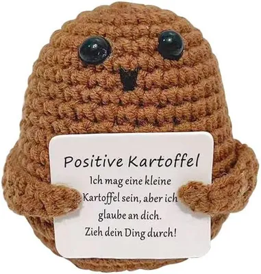 Produktbild von Positive Kartoffel gehäkelt – kleiner Mutmacher mit Botschaft | süßes Geschenk zur Einschulung, Weihnachten, Geburtstag, Büro & Alltag