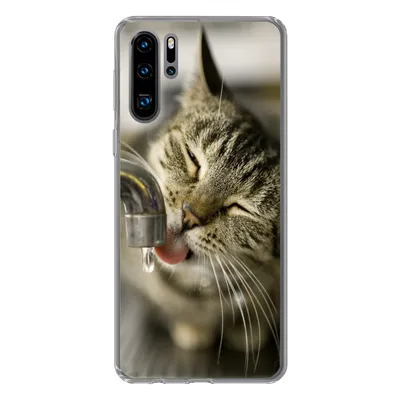 Produktbild von MuchoWow® Handyhülle Schutzhülle Hülle für Huawei P30 Pro Katze - Wasserhahn - Getränk Silikon Softcase Handy Hülle - Schutzdeckel