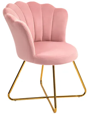 Produktbild von HOMCOM Sessel Loungesessel mit Armlehnen, Metallbeine, Rückenlehne Rosa