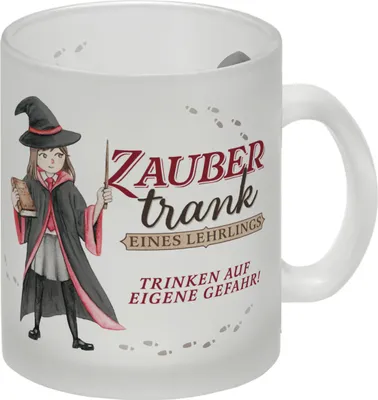 Produktbild von Zaubertrank Glas Tasse mit Zauberschülerin in rot