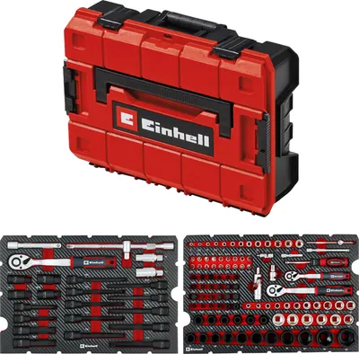 Produktbild von E-Case Werkzeugkoffer KFZ, 121-teilig (schwarz/rot, mit Werkzeug-Sortiment für Hobbyschrauber)