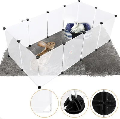 Produktbild von Fiqops Kleintierkäfig Freigehege Hamster Hasen Meerschweinchen Transparente Laufstall Kunststoff für Kleintiere