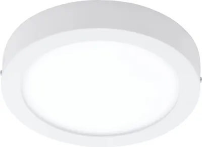 A white, circular LED ceiling light.