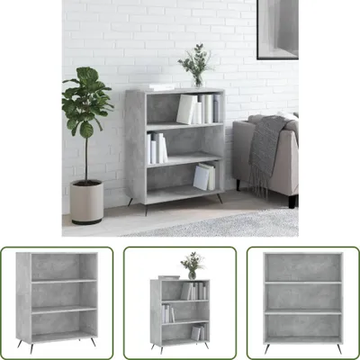 Produktbild von The Living Store Bücherregal Betongrau 69,5x32,5x90 cm Holzwerkstoff