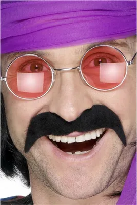 Produktbild von 70er Jahre Schnurrbart Schwarz Selbstklebender Hippie Oberlippenbart Disco Kostüm Zubehör für Fasching Karneval Halloween