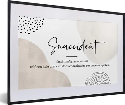 Produktbild von MuchoWow® Gerahmtes Poster Zitate - Snaccident definition - Sprichwörter - Wörterbuch 60x40 cm - Poster mit Schwarzem Bilderrahmen Wandposter Rahmen Foto Bilder - Schlafzimmer - Plakat in Rahmen - Drucken