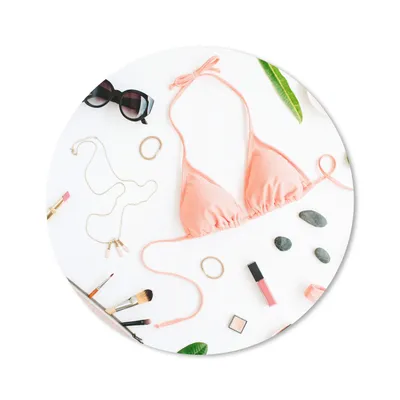 Produktbild von MuchoWow® Mauspad Mousepad Bikini - Rosa - Sonnenbrille 50x50 cm - Mousepads - Maus Mat - Pad - Mausunterlage - Vinyl